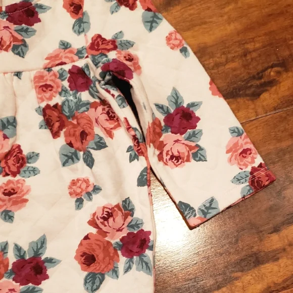 Janie and Jack NWT 0-3 months pink floral quilted footie one piece romper - Picture 3 of 5